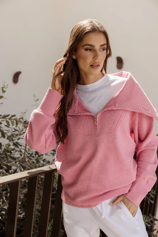 HUXEN Jumper Dusty Rose Warm Hoodie Sweatshirt Style