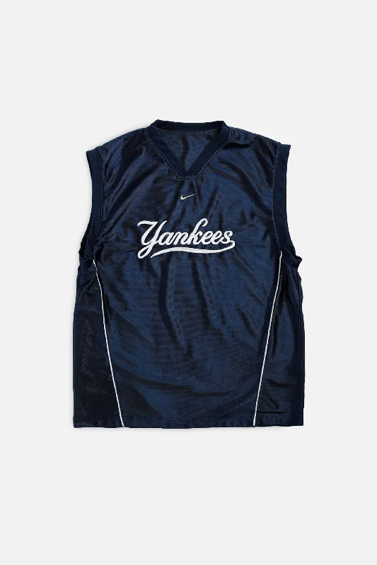 Vintage NY Yankees Reversible MLB Jersey - Women's M Hoodie Sweatshirt with Logo