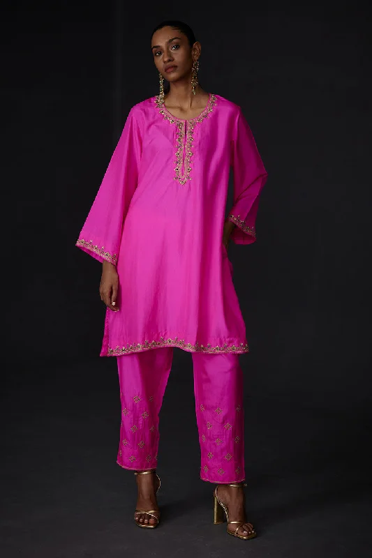 Pink Embroidered Kurta & Pant Set
