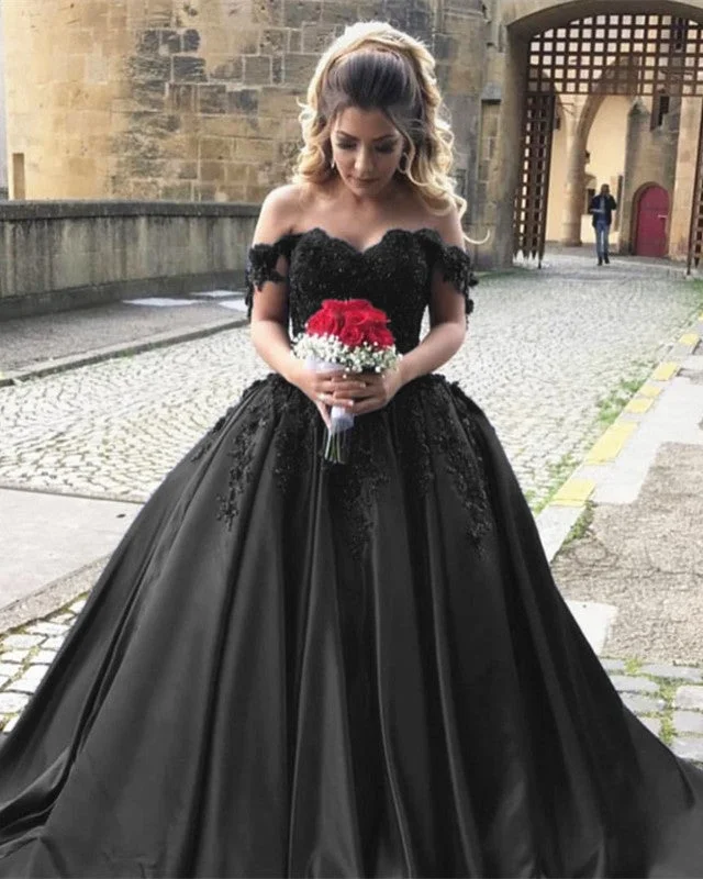 Elegant Off Shoulder Satin Prom Dresses Ball Gowns For Wedding Party Luxury Lace Gown