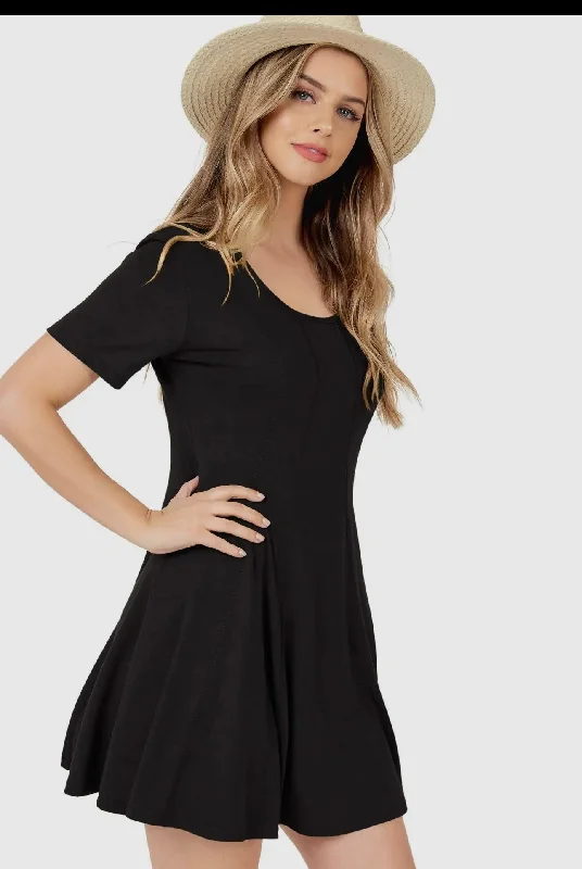 Basic Short Sleeve Midi Dress (Black & Khaki) Budget-friendly midi dresses