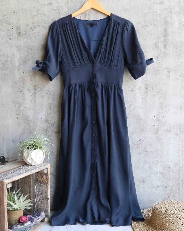 Darling Gauzy Cotton Endless Summer Midi Dress in Navy Fall midi dresses