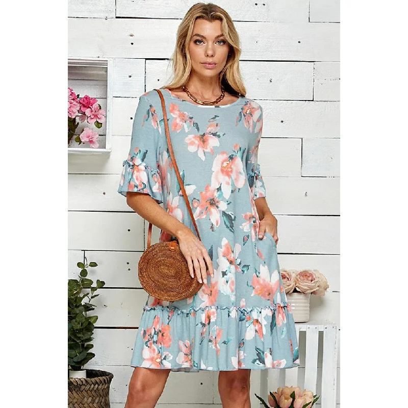 Floral Soft Midi Dress with Ruffle Detail Boohoo midi dresses