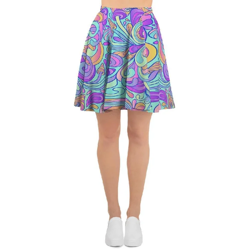 Holographic Floral Psychedelic Women's Skirt Affordable unclassified skirts