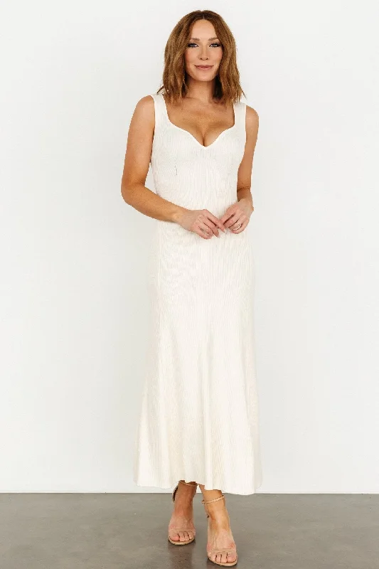 Justine Ribbed Tank Maxi Dress | Cream Designer maxi dresses