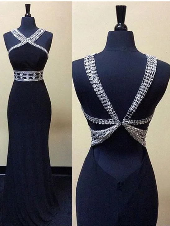 Sexy Prom Dresses Halter Sheath/Column Black Chiffon Prom Dress/Evening Dress JKL160 Winter unclassified dresses