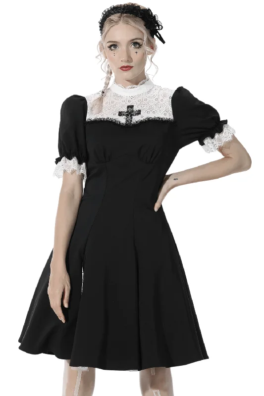 Gothic Lace Trim Cross Dress and Black Lolita Style Lace Dress Summer