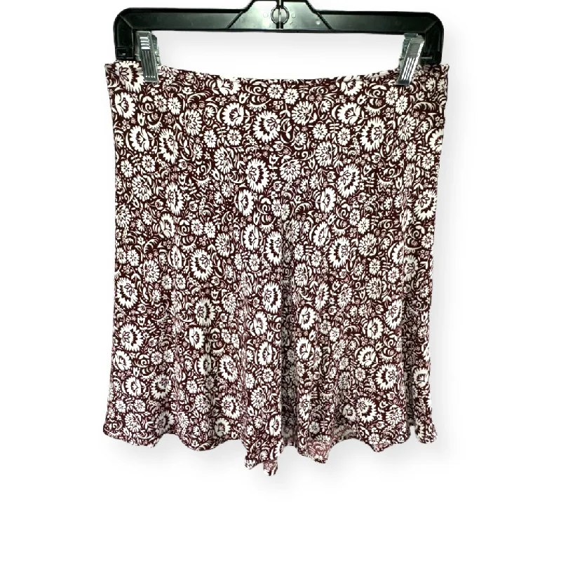 Bias Crepe Mini Skirt in Dark Burgundy Bloom Cascade Floral Boden, Size 8 Cozy Mini Skirt