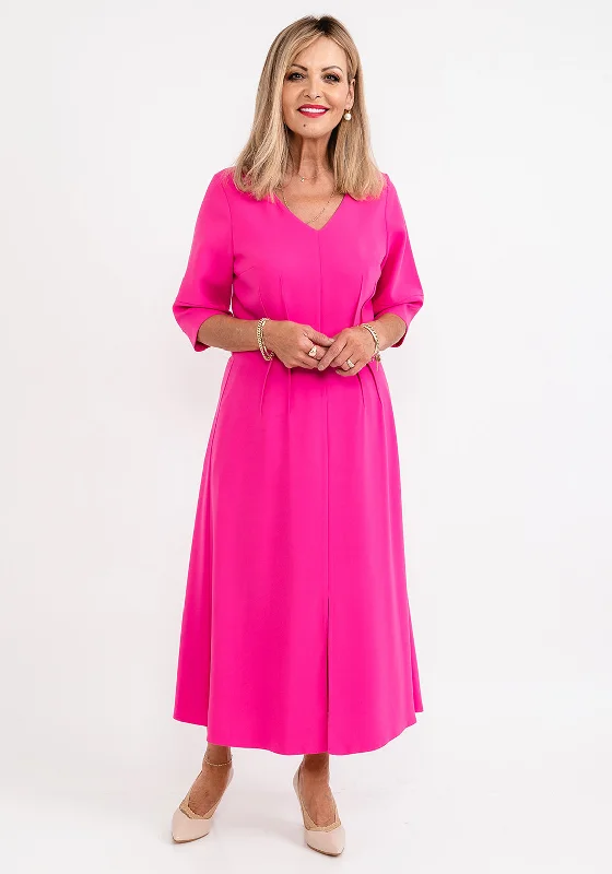 Ella Boo Seamed Ruching Maxi Dress, Pink Pleated Maxi Skirt