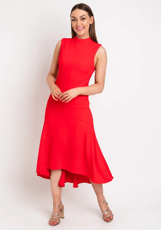 This Girl’s Curiosity Dipped Hem Maxi Dress, Coral Pleated A-line Skirt