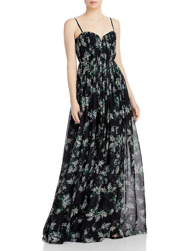 Womens Floral Print Maxi Evening Dress Soft Flow Maxi