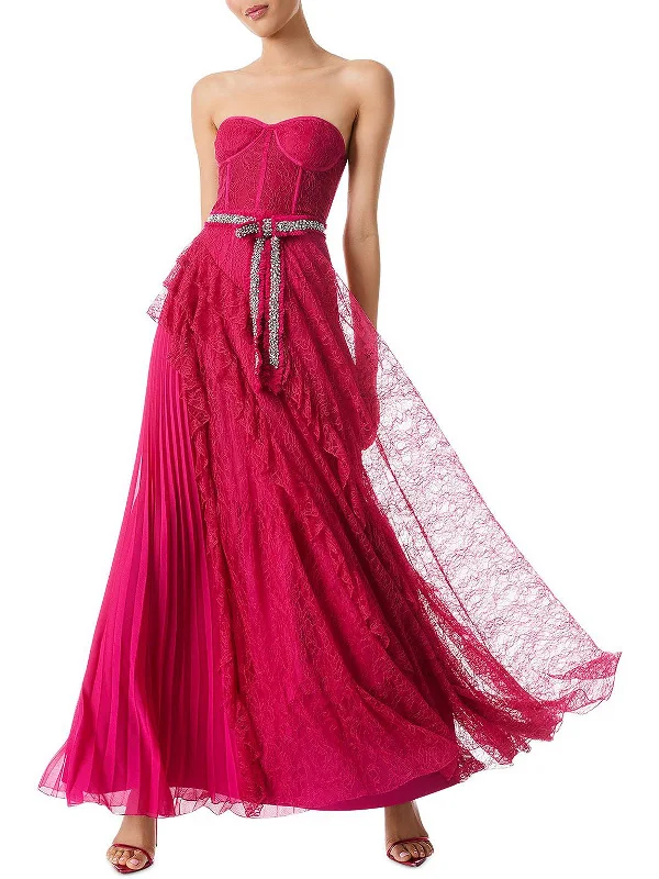 Womens Lace Maxi Evening Dress Full Maxi Skirt