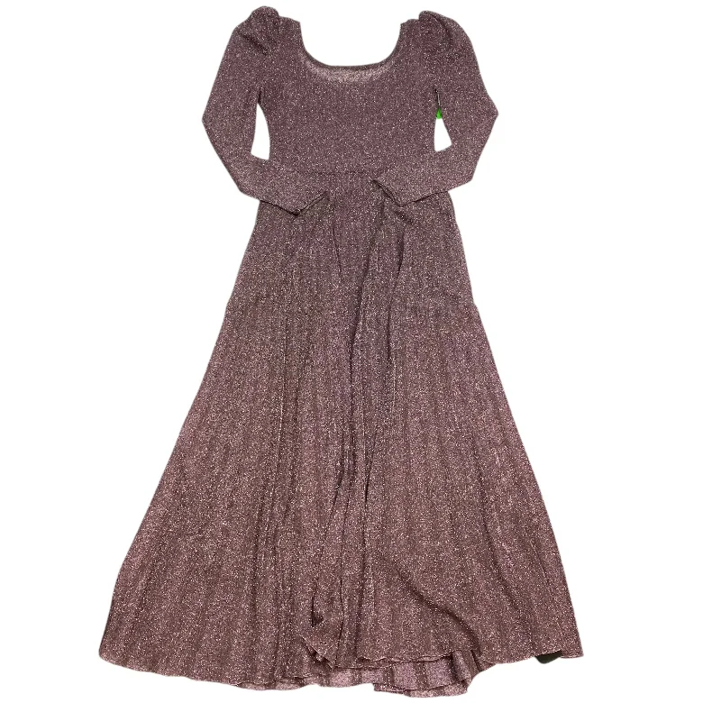 Dress Party Midi By Zara In Purple, Size: L Pleated Satin Skirt