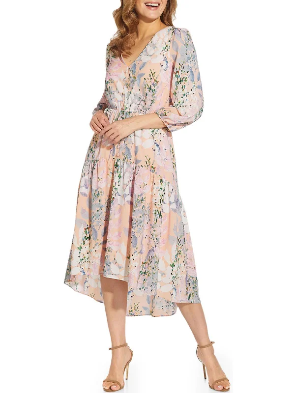 Womens Floral Calf Midi Dress Printed Midi Outfit