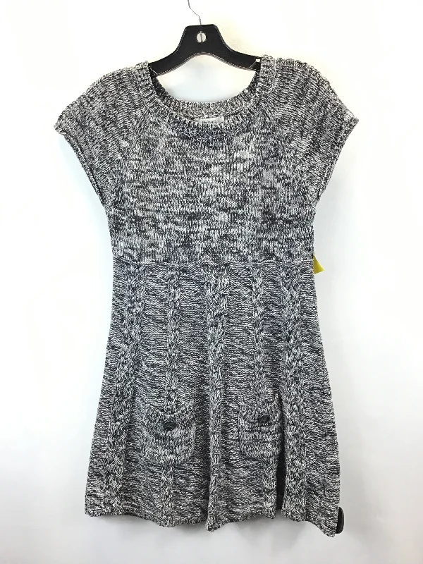 Dress Sweater By Style And Company In Black Grey, Size: L PETITE High Neck Knit Dress