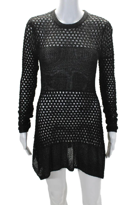 Proenza Schouler Womens Long Sleeves A Line Sweater Dress Black Sweater Dress Glam