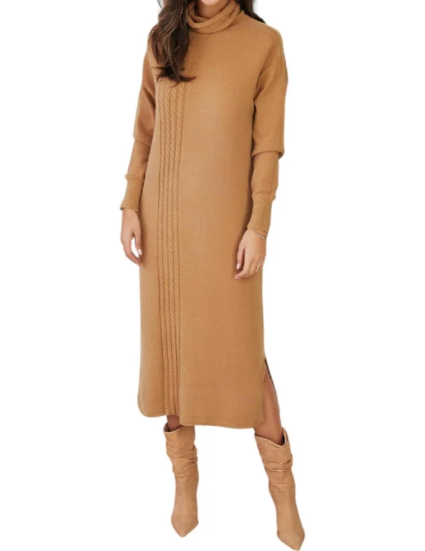 Turtleneck Sweater Dress In Camel Sweater Dress Vibe