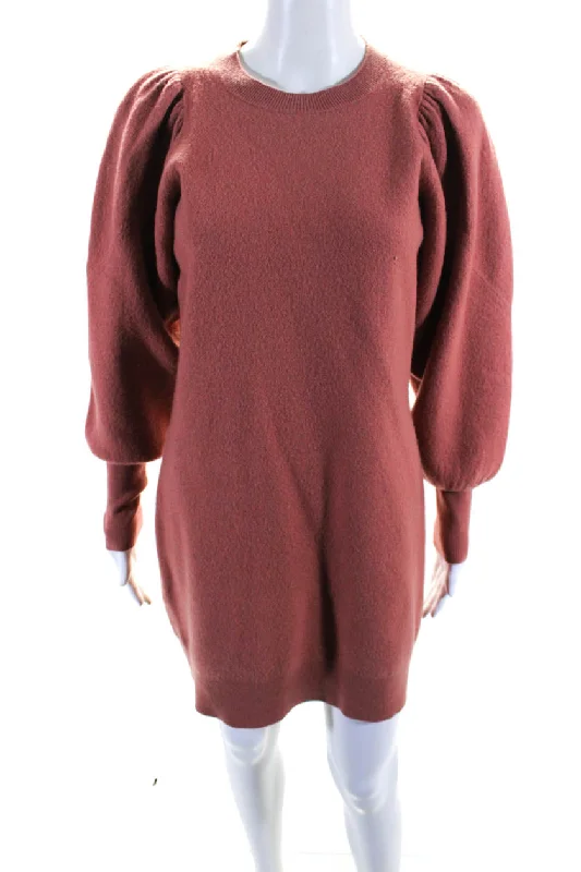 Ulla Johnson Womens Merino Wool Balloon Sleeve Sweater Dress Pink Fitted Knit Sweater Ulla Johnson Womens Merino Wool Balloon Sleeve Sweater Dress Pink Fitted Knit Sweater