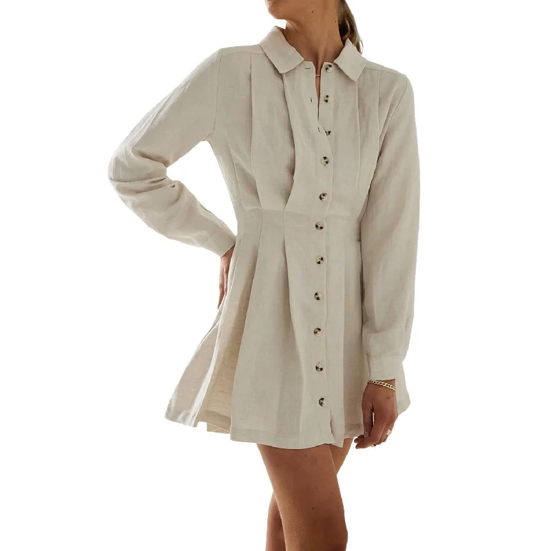 Chance Shirt Dress In Natural Loose Shirt Dress