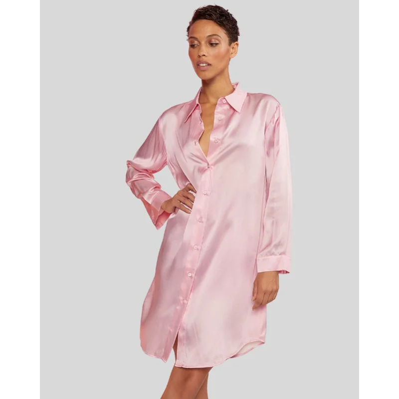 SILK CHARMEUSE SHIRT DRESS Shirt Dress Wrap