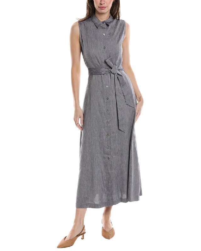 Theory Sleeveless Linen-Blend Shirtdress Long Sleeve Shirt Dress